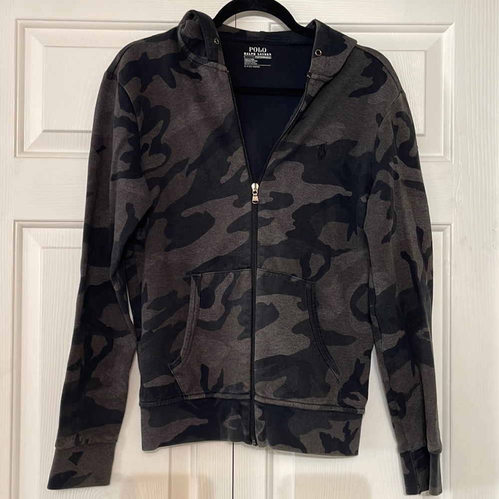 Polo Ralph Lauren Performance Zip Up Jacket (S) Black Gray Camo